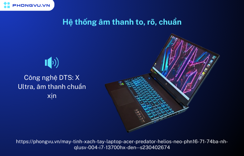 Hệ thống âm thanh ACER Predator Helios sinh động