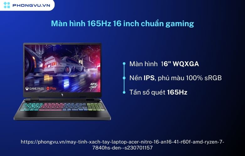 Màn hình Acer Nitro 16 AN16-41-R60F chuẩn gaming