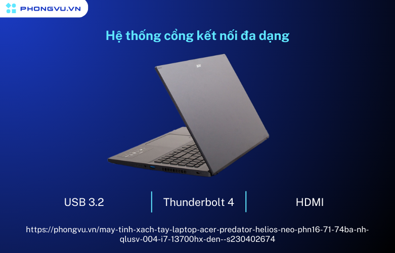 Acer Predator Helios Neo cổng kết nối đa dạng