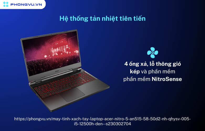 Hệ thống tản nhiệt Acer Nitro 5 mạnh mẽ