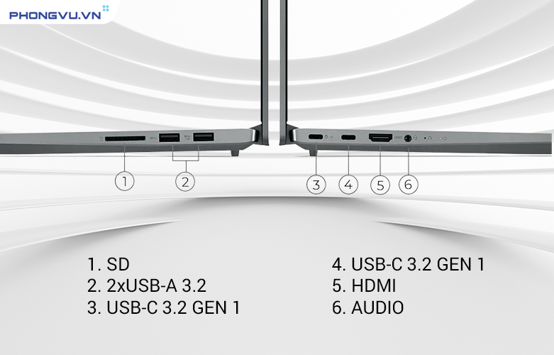 Dung lượng lưu trữ 512GB SSD M.2 NVMe, hỗ trợ nhiều loại cổng kết nối