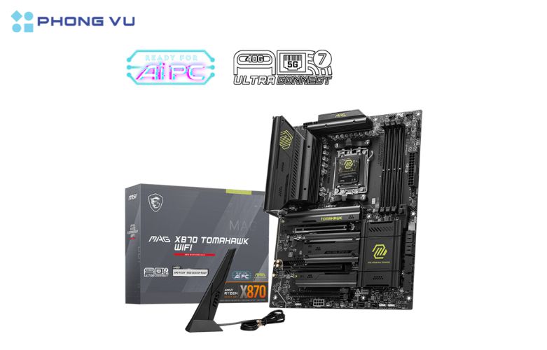 Mainboard MSI MAG X870 TOMAHAWK WIFI còn tích hợp hệ thống EZ Digit Debug LED, cung cấp thông tin chi tiết về tình trạng hệ thống khi khởi động
