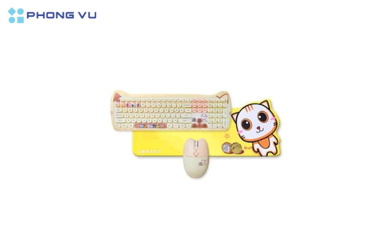 Combo Bàn Phím Và Chuột Không Dây Cat Plus Geezer cho hiệu suất gõ phím êm ái, di chuột nhanh