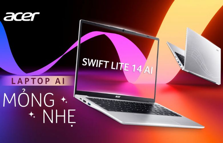 Nhờ pin dung lượng cao, Acer Swift Lite 14 AI SFL14-51M-78XZ tạo cho người dùng trải nghiệm sử dụng liên tục mà không cần sạc trong thời gian dài