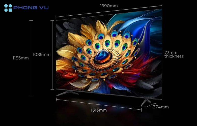 Sự kết hợp giữa thiết kế nguyên khối và công nghệ tiên tiến giúp Google Tivi QLED TCL 4K 85 inch 85C69B không chỉ là một thiết bị giải trí, mà còn là một điểm nhấn sang trọng trong ngôi nhà