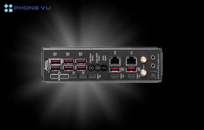 Các cổng kết nối đa phương tiện được tích hợp phong phú trên Mainboard MSI MEG X870E GODLIKE với tốc độ truyền tải cao giúp người dùng dễ dàng kết nối và truyền tải các dữ liệu nhanh chóng