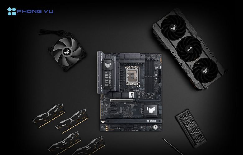 ASUS TUF GAMING Z890-PLUS WIFI sở hữu thiết kế mạnh mẽ, bền bỉ đặc trưng của dòng Tuf