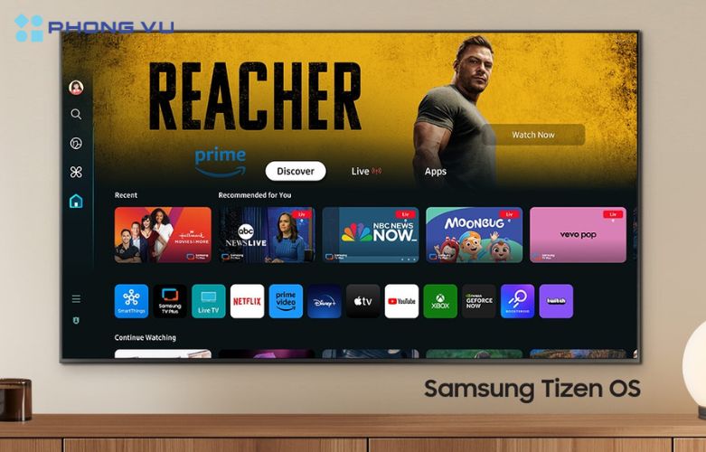 Hệ điều hành Tizen™ Smart TV mở ra không gian giải trí ấn tượng cho người dùng với nhiều ứng dụng xem phim, chơi game phù hợp với mọi độ tuổi