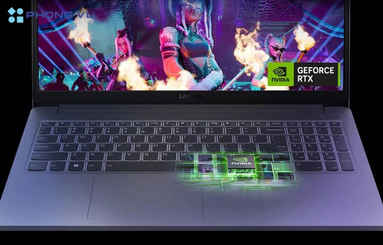 Card đồ họa NVIDIA® GeForce RTX™ 3050 6GB GDDR6 cho sức mạnh xử lý hình ảnh đỉnh cao trên máy tính xách tay Lenovo LOQ Essential 15IAX9E