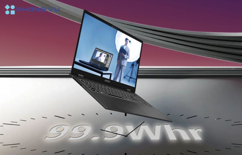 Sự kết hợp giữa pin dung lượng lớn và công nghệ sạc nhanh tiên tiến làm cho MSI Prestige 16 AI+ Evo phù hợp với việc thường xuyên di chuyển hoặc làm việc ở cường độ cao
