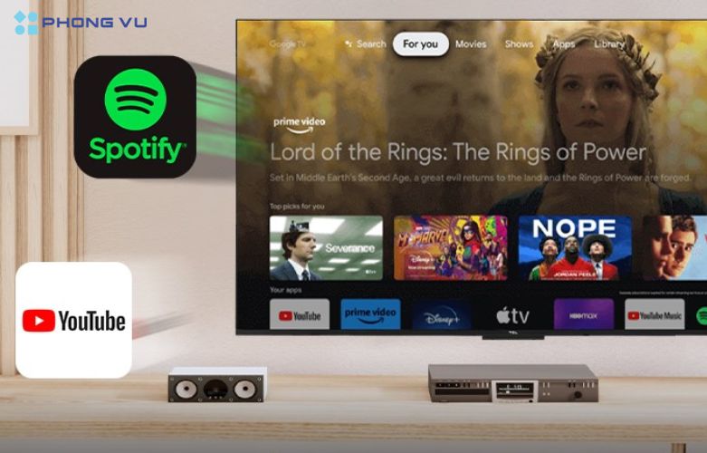 Hệ điều hành Google TV với nhiều tính năng điều khiển đa dạng từ xa