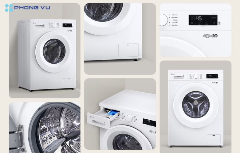 Kiểu dáng máy giặt cửa trước, tích hợp bảng điều khiển nút xoay, màn hình cảm ứng với lồng giặt bằng thép không gỉ