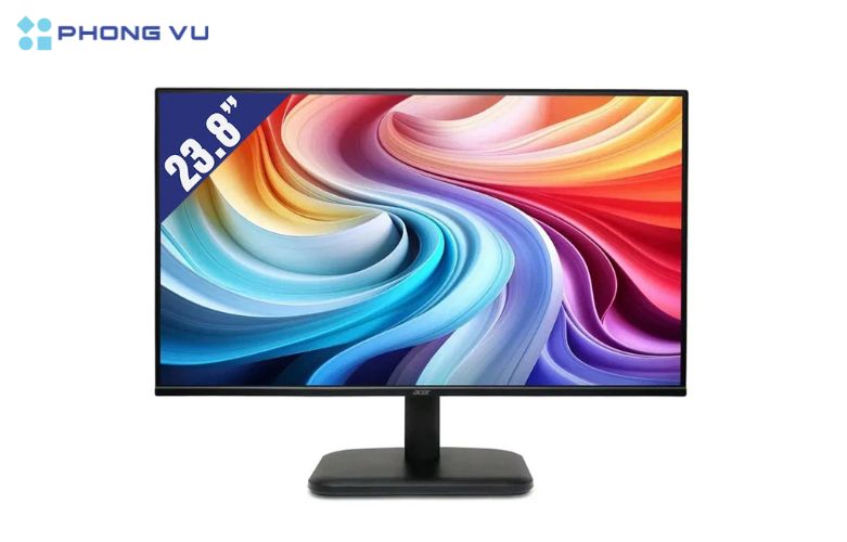 Màn hình ACER EK241Y G 23.8 inch có thiết kế với viền mỏng, chân đế chắc chắn, có thể treo tường với VESA 100mm