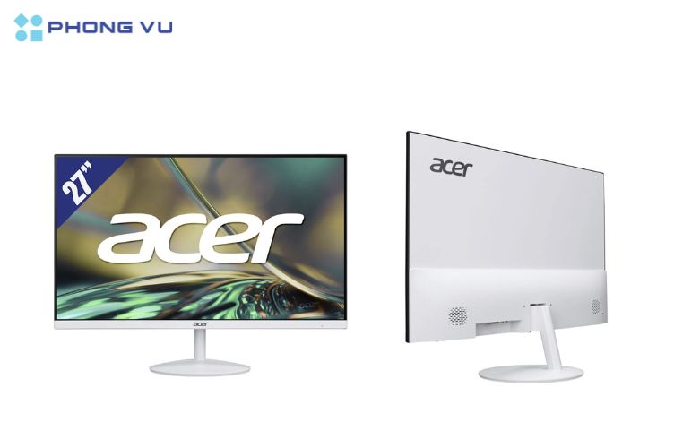 Màn hình ACER SA272U E WHITE 27 inch mang thiết kế màn hình với màu trắng tinh tế, làm nổi bật không gian làm việc của người dùng