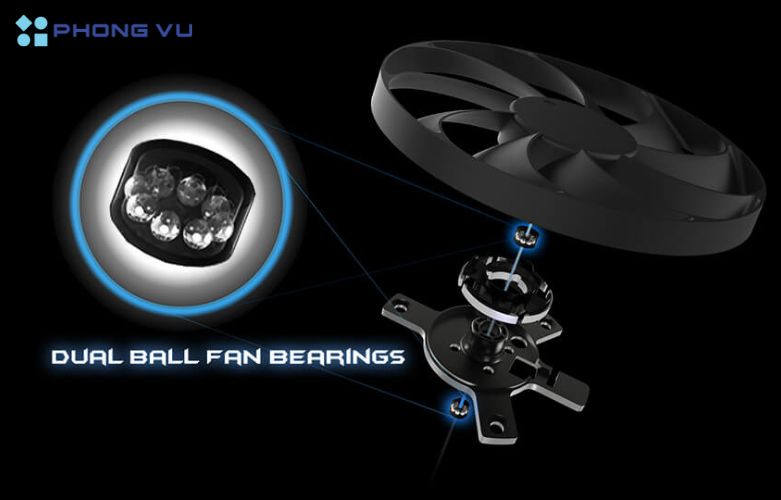 Card màn hình ASUS trang bị hệ thống tản nhiệt với 2 quạt làm mát hiệu quả