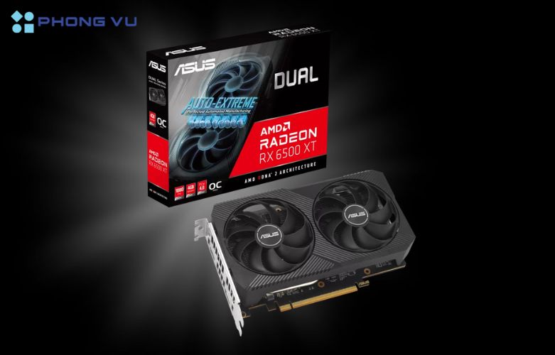 VGA ASUS Dual Radeon™ RX 6500 XT OC Edition 4GB GDDR6 cho hiệu năng xử lý đồ họa vượt, mang lại trải nghiệm hình ảnh chân thực cho người dùng