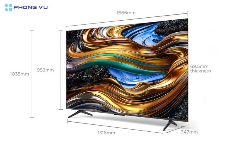 Google Tivi TCL 4K 65 inch 65P79B Pro thiết kế mỏng nhẹ, lắp đặt linh hoạt