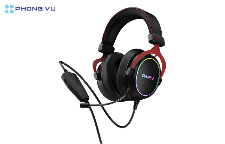Thiết kế Tai nghe DAREU EH925L (Black Red) theo phong cách gaming giúp mang lại trải nghiệm chơi game đỉnh cao cho mọi game thủ
