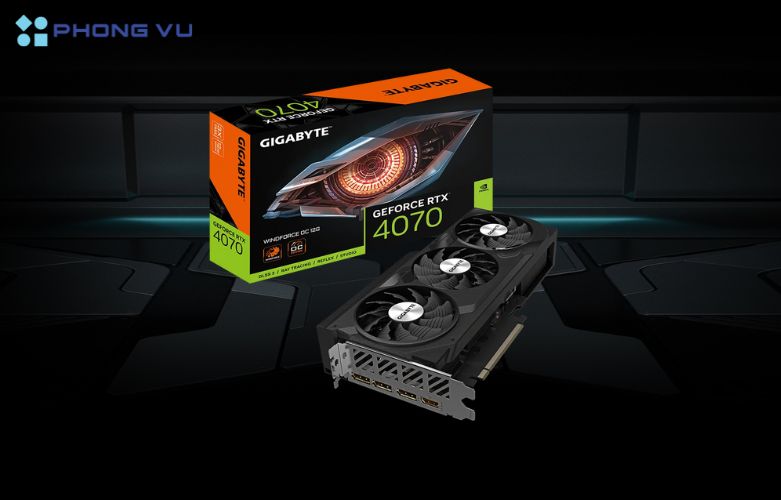 Card màn hình Gigabyte RTX 4070 WINDFORCE OC 12G mang thiết kế gaming độc đáo, tản nhiệt bằng quạt, hiệu năng đồ họa đỉnh cao, đáp ứng nhu cầu chơi game, đồ họa và lập trình chuyên nghiệp