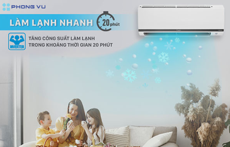 Máy lạnh Daikin Inverter 1 HP FTKB25XVMV có công suất làm lạnh 8.500 BTU