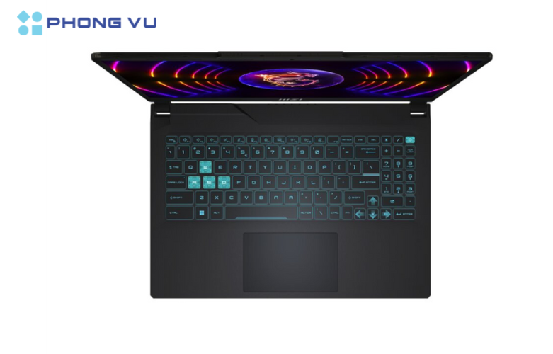 A computer with colorful lights on the screen

Description automatically generated