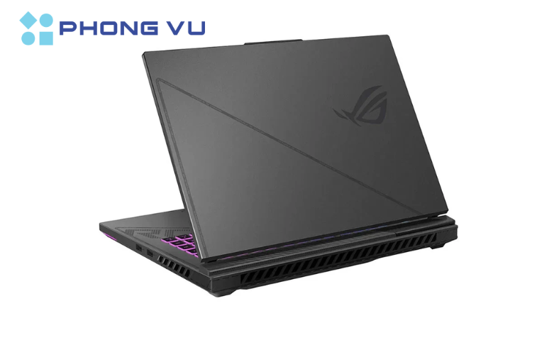A black computer with purple and pink lights
Description automatically generated