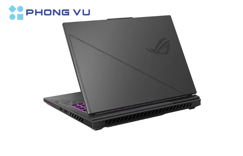 A black computer with purple and pink lights

Description automatically generated