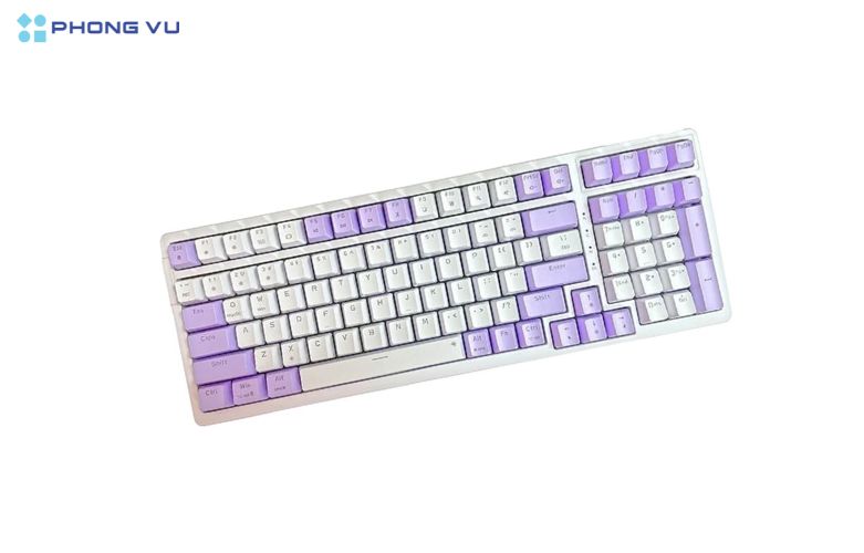 Bàn phím cơ Gaming Newmen GM328, White – Purple, Blue Switch có hiệu ứng đèn led nền cầu vồng