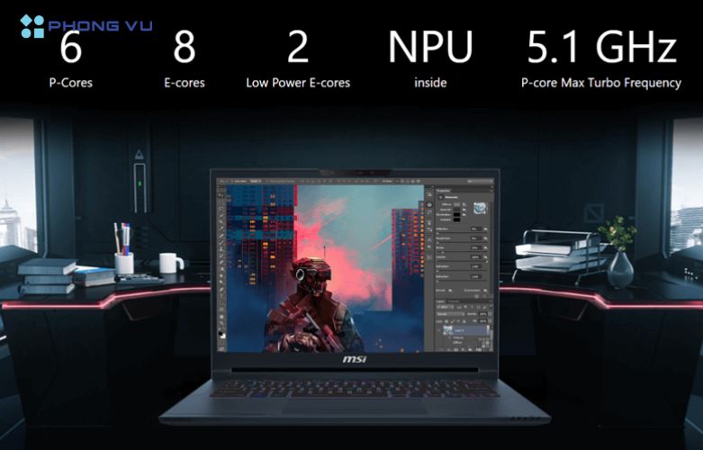 Hiệu năng mạnh mẽ với bộ vi xử lý Intel Core Ultra 7-155H thế hệ thứ 14