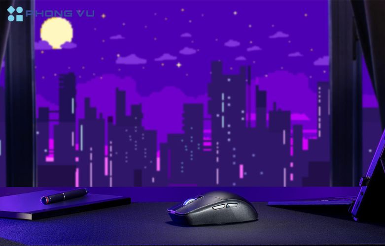 Thiết kế thon gọn với trọng lượng 59g giúp các gammer di chuột dễ dàng