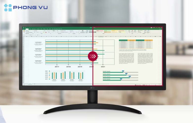 Màn hình LG LCD 26WQ500-B.ATV UltraWide phù hợp cho người dùng yêu thích một thiết bị hiển thị có chất lượng hình ảnh cao và góc nhìn rộng