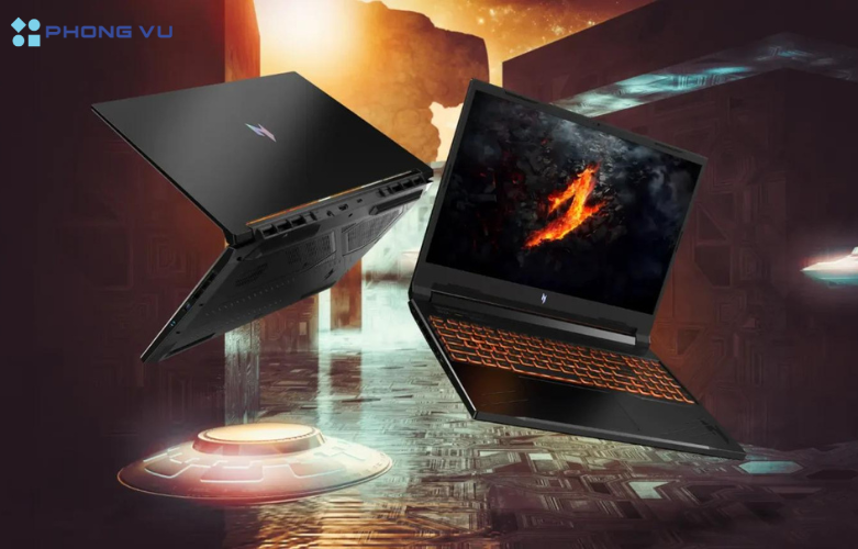 Thiết kế mạnh mẽ và bền bỉ của Nitro V 16 ProPanel với màu Obsidian Black đầy cuốn hút.