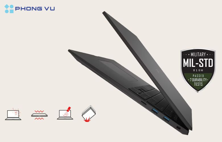 Laptop LG Gram 17Z90S-G.AH78A5 sử dụng chất liệu magie để làm khung máy, giúp giảm trọng lượng, tăng tính thẩm mỹ