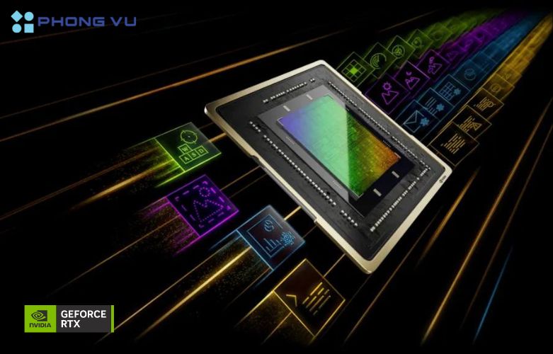 Card đồ họa NVIDIA GeForce RTX 4050 giúp máy có thể xử lý đồ họa tốt hơn, giảm bớt áp lực lên CPU ổn định hiệu suất hoạt động