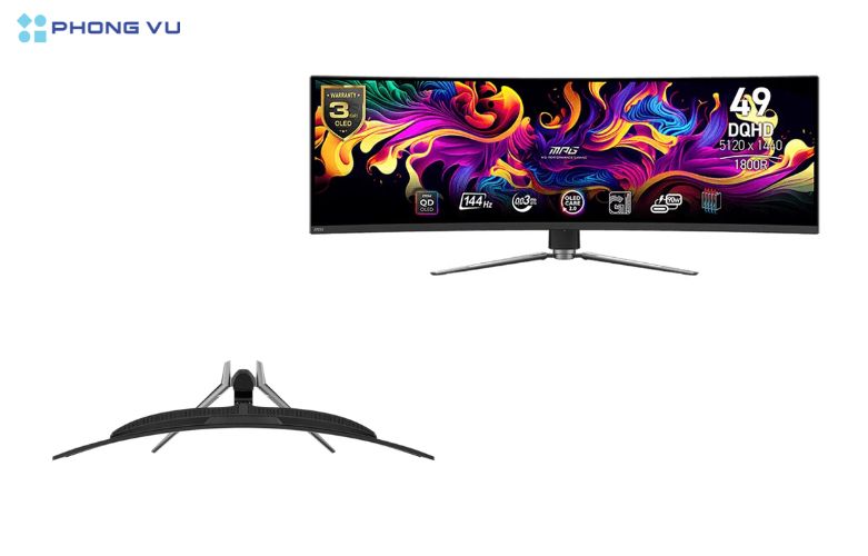 Màn hình LCD MSI MPG 491CQP QD-OLED với chân đế chắc chắn, dễ điều chỉnh