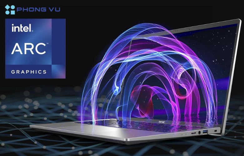 Laptop ACER Swift Go AI OLED đáp ứng tốt các công việc đồ họa cơ bản nhờ vào sức mạnh của Chip đồ họa Intel Arc Graphics