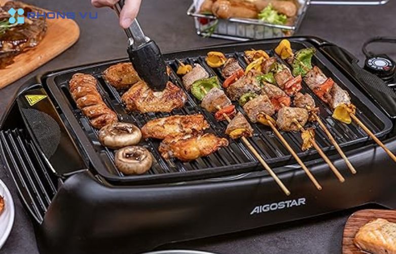 Bàn nướng điện không gây ô nhiễm, ít khói than, phù hợp với nhu cầu nướng thức ăn của nhiều gia đình