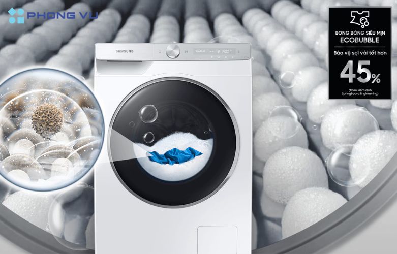 AI Ecobubble™ tạo ra hàng triệu bong bóng siêu mịn bao phủ từng sợi vải