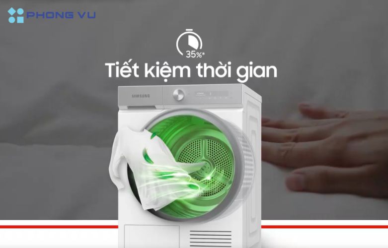 Bảng điều khiển AI Control của máy sấy bơm nhiệt Samsung Bespoke AI giúp phân tích và đề xuất chế độ sấy phù hợp, mang lại trải nghiệm sử dụng tiện lợi và hiệu quả