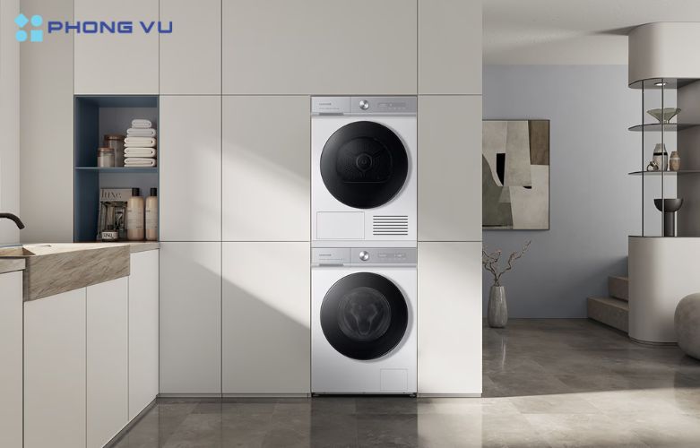 Thiết kế của máy sấy bơm nhiệt Samsung Bespoke AI không chỉ mang lại sự tiện ích mà còn tạo điểm nhấn thẩm mỹ cho không gian sống của bạn