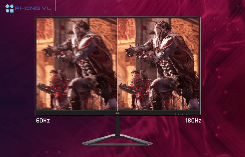 Tần số quét 180Hz và tốc độ phản hồi 1ms mang đến trải nghiệm chơi game mượt mà, không giật hình.