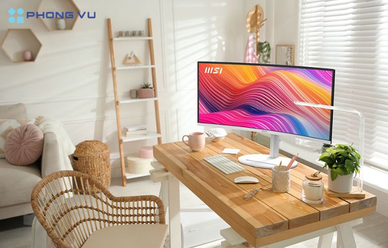 Màn hình cong MSI Modern MD342CQPW 34 inch được thiết kế để đảm bảo người dùng có thể tìm được tư thế làm việc thoải mái, giảm áp lực lên cổ và lưng trong suốt quá trình sử dụng