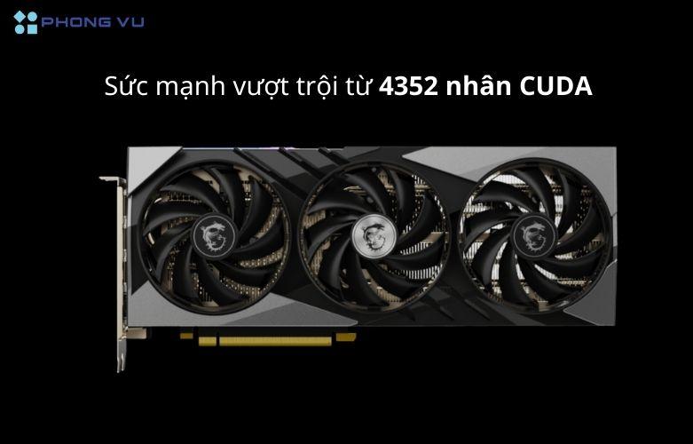 MSI RTX 4060 Ti GAMING X SLIM 16G được trang bị GPU NVIDIA Ada Lovelace với 4352 nhân CUDA, mang đến khả năng xử lý đồ họa mạnh mẽ