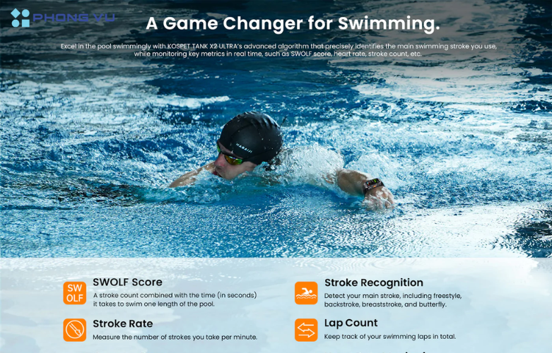 Đồng hồ Kospet Tank X2 Ultra GPS 34mm Bluetooth chống nước hiệu quả