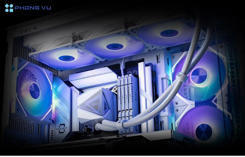 Đèn ARGB cho phép tùy chỉnh ánh sáng dễ dàng, tạo hiệu ứng ấn tượng qua phần mềm MSI Center