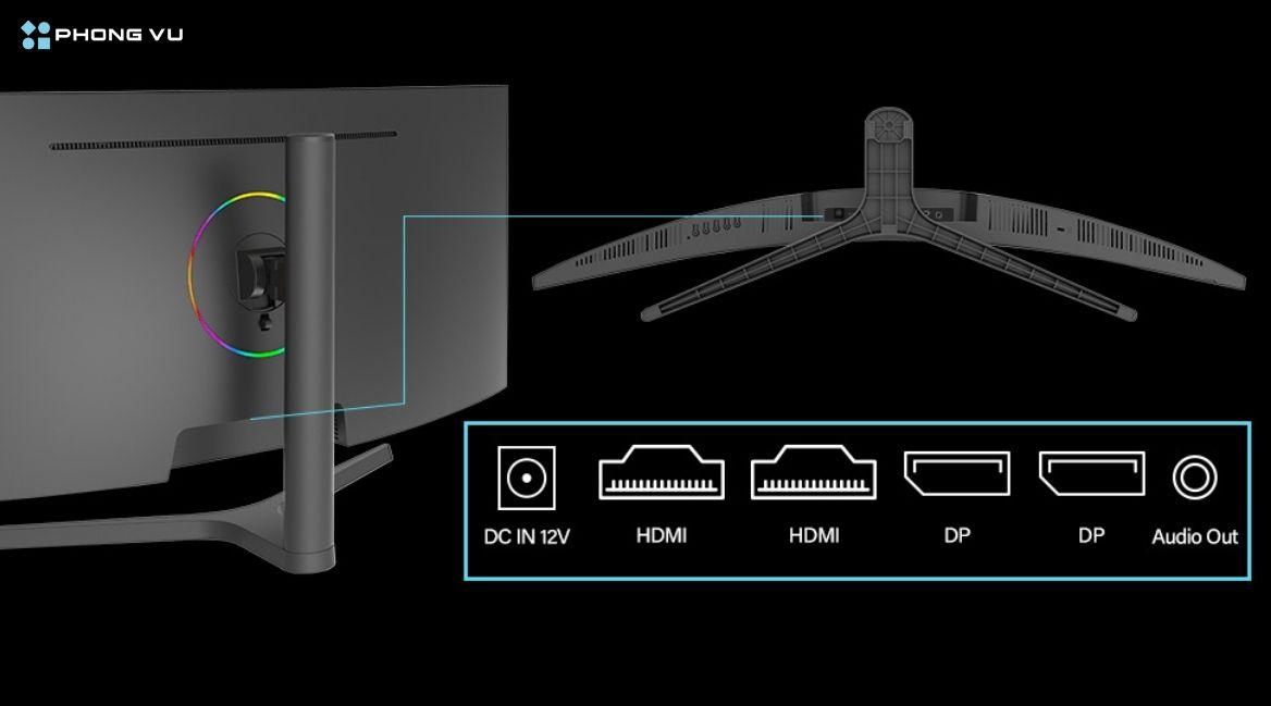 Màn hình 34 inch sở hữu đa dạng cổng kết nối nhằm đáp ứng mọi nhu cầu của người dùng