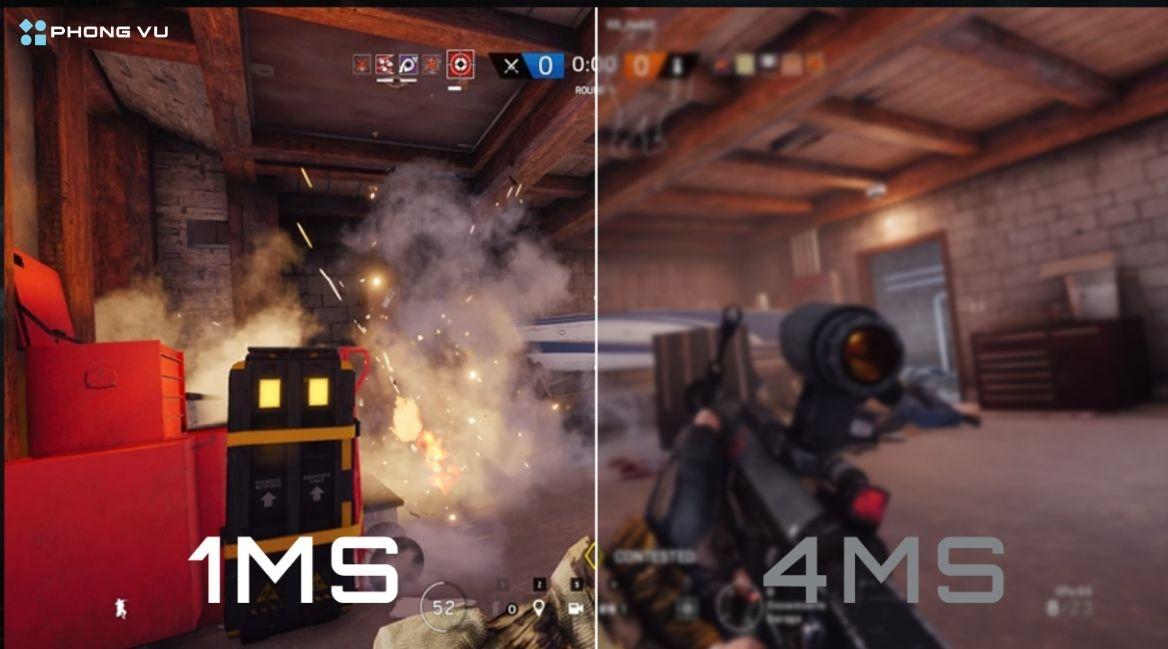 Thời gian phản hồi thấp giúp khung hình hiển thị rõ ràng và liền mạch hơn trong game tốc độ cao