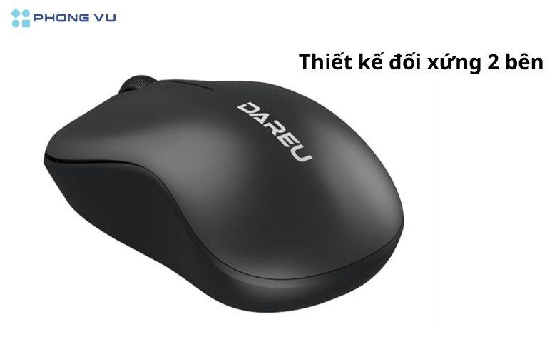Chuột DAREU LM106G Black sở hữu thiết kế đối xứng, phù hợp cho cả người dùng tay trái và tay phải