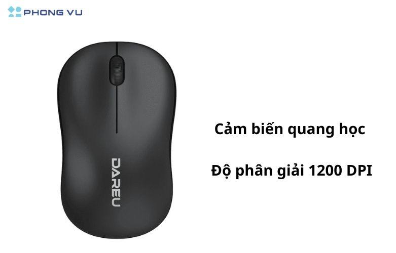Chuột DAREU LM106G Black được trang bị cảm biến quang học hiện đại, giúp di chuyển mượt mà trên nhiều bề mặt