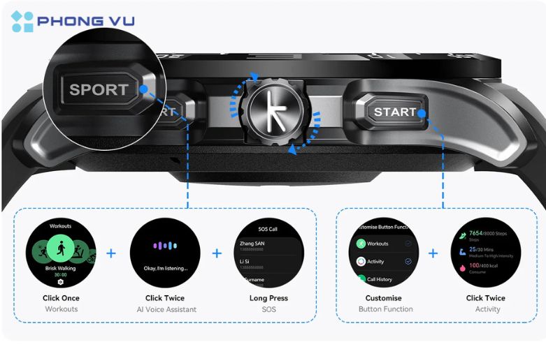 Đồng hồ thông minh Kieslect Actor cũng hỗ trợ GPS giúp dễ dàng định vị vị trí của người dùng